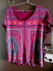 Printed Maroon Top
