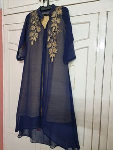 Georgette partywear with golden stone embroidery