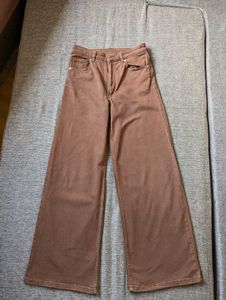 H&amp;M wide twill brown trousers