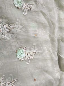 Elegant Studded Light Green Saree With Borders