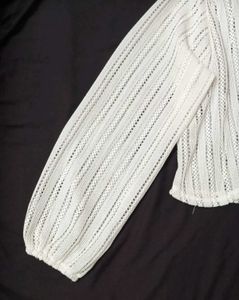 White Open Knit Cardigan
