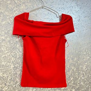 Off-the-shoulder TOP-Red/Zara Brand 🏷️