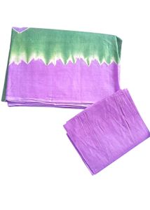 Lavender With Green Batik Cotton Saree New