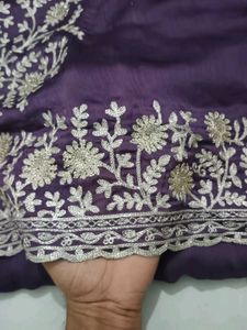 Purple saree with emrodary work