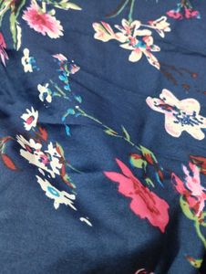 Blue Dress With Pink Flowery Design For Women