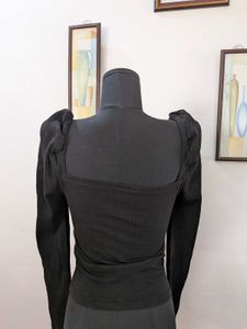 Chic Black Puff Sleeve Top