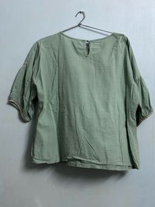 Sage Green Embroidered Top – Boho Chic