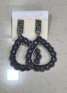 black paan-shaped earrings