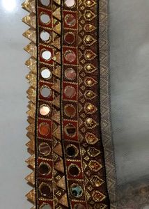 ✨ Elegant Mirror Work Net Dupatta with Tassels ✨
