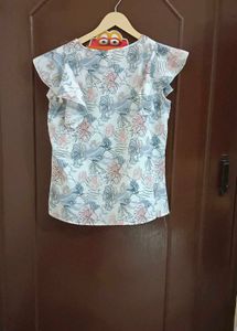 White Frilled Floral Top
