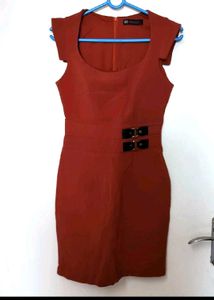 Rust Color Fitted Dress