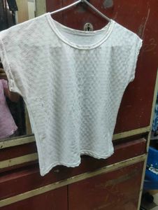 White Textured Sleeveless Top
