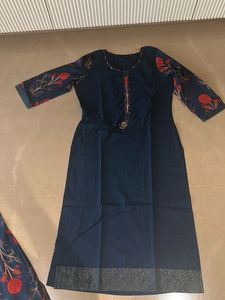 Elegant Navy Blue Floral Kurta Set