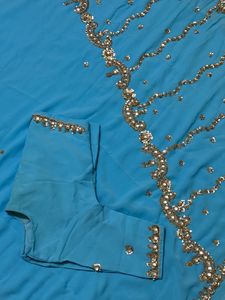 Hand Embroidered Stone Designer Part Wear Saree