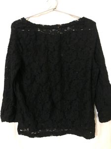 Casual Regular Sleeve Black Top
