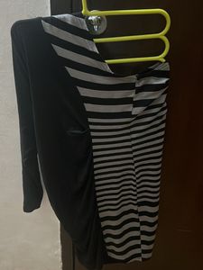 Striped & Black Asymmetrical Dress