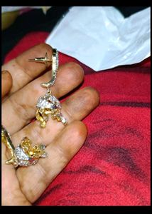 golden cz stone gold plated jhumka