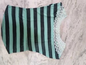 Striped Top with Lace Detail