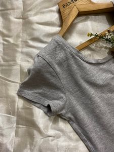 Heavenly Grey Knitted Crop Tee