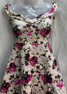 8412. Floral Off-Shoulder Fit &amp; Flare Dress