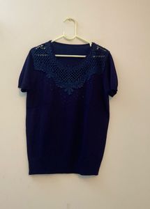 Net Swarovski Work Top | Navy Blue