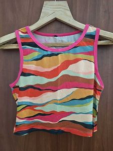 Colorful Mesh Crop Tank Top