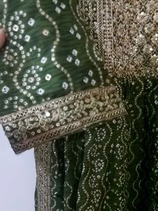 Green Coloured Embroidered Suit Set With Dupatta
