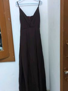 Brown Spaghetti Strap Maxi Dress