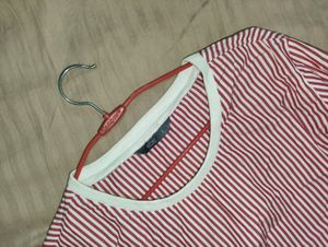 Ether Red White Striped Top