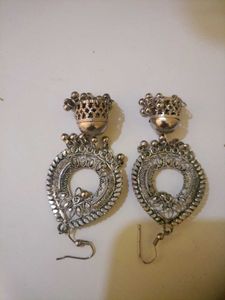 Silver Tone Jhumka Earrings