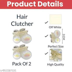 Trendy White Cherry Mini Hair Clutcher | Pack Of 4