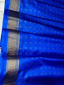 Royal Blue Printed Silk Saree