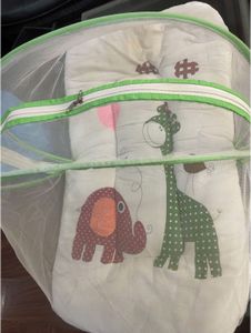 Animal Print Baby Bassinet with Mosquito Net