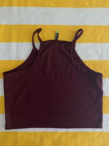 Burgundy Halter Crop Top