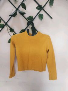 Mustard Yellow Korean Style Swetshirt/Crop Top
