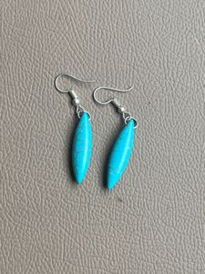 Turquoise &amp; Silver Leaf Earrings