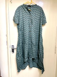 Blue Patterned Button-Down Kurta