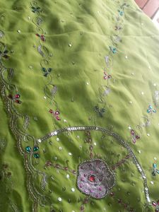 Parrot Green Dupatta For Half Saree
