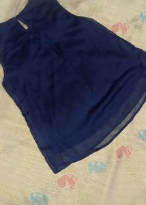 Navy Blue Floral Top