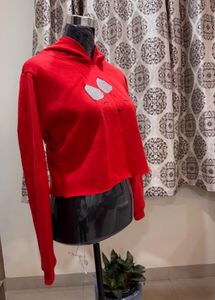 Red Crop Hoodie