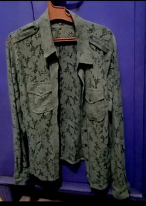 Olive green Beautiful crop Shirt and Under Inner