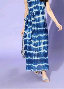 Stylish Blue Tie-Dye Maxi Dress