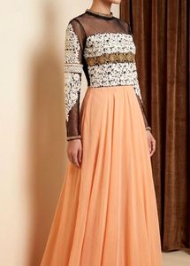 Designer Peach Dress Set With Embroidery Work