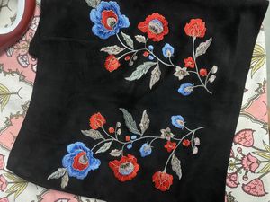 Embroidered Floral Black Top