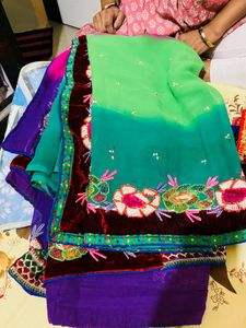 Elegant Green Embroidered Saree new wdt tag