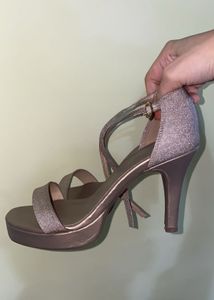 Rose Gold Glitter Heels - Size 7