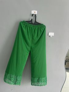 Green Lace Trim Palazzos (Upto xL, Stretchable)