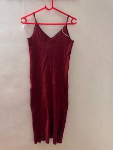 Burgundy Bodycon Midi Dress