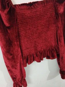Red Velvet Long Sleeve Top