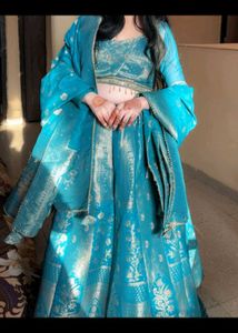 Elegant Blue banarasi Lehenga Choli Set